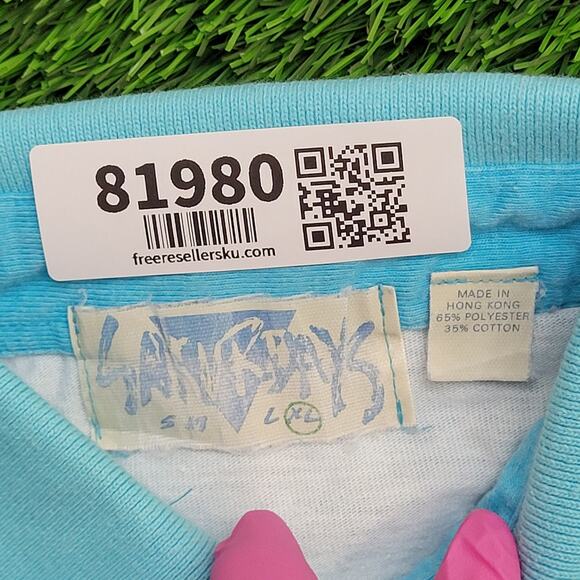 Vintage 80s Saturdays MOD Polo Shirt L/XL 23x28 Single-Stitch - Picture 7 of 12